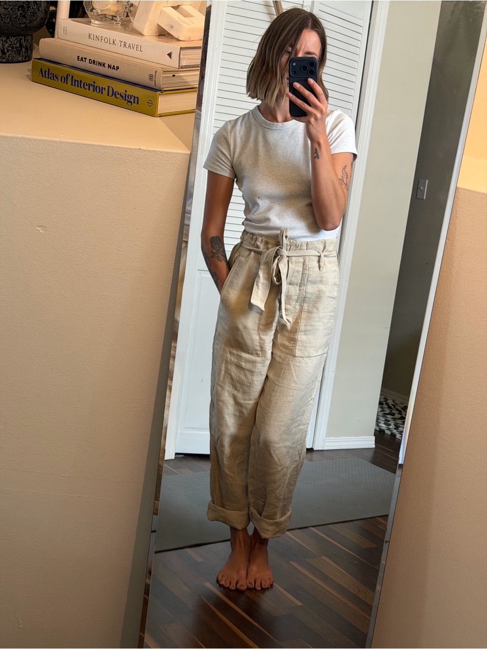 Arket High-Rise Tie-Waist Linen Pants